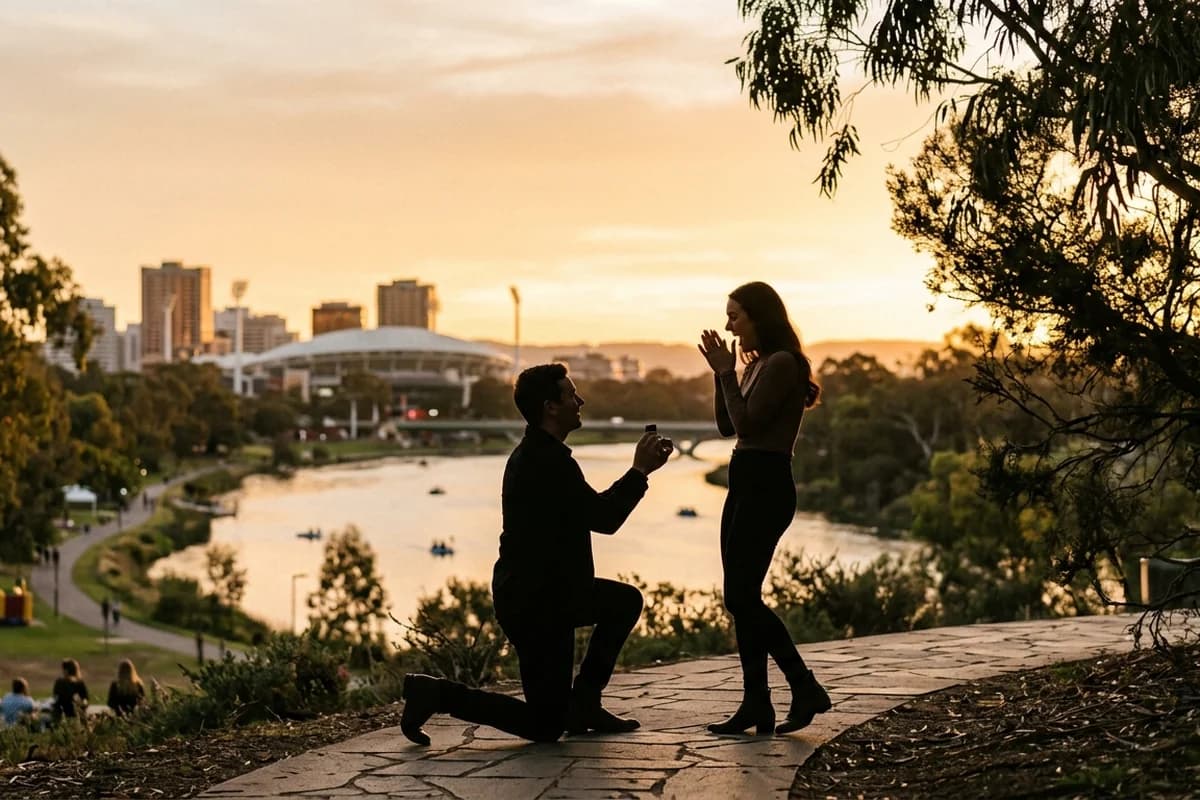 A proposal moment captured candidly from a hidden position